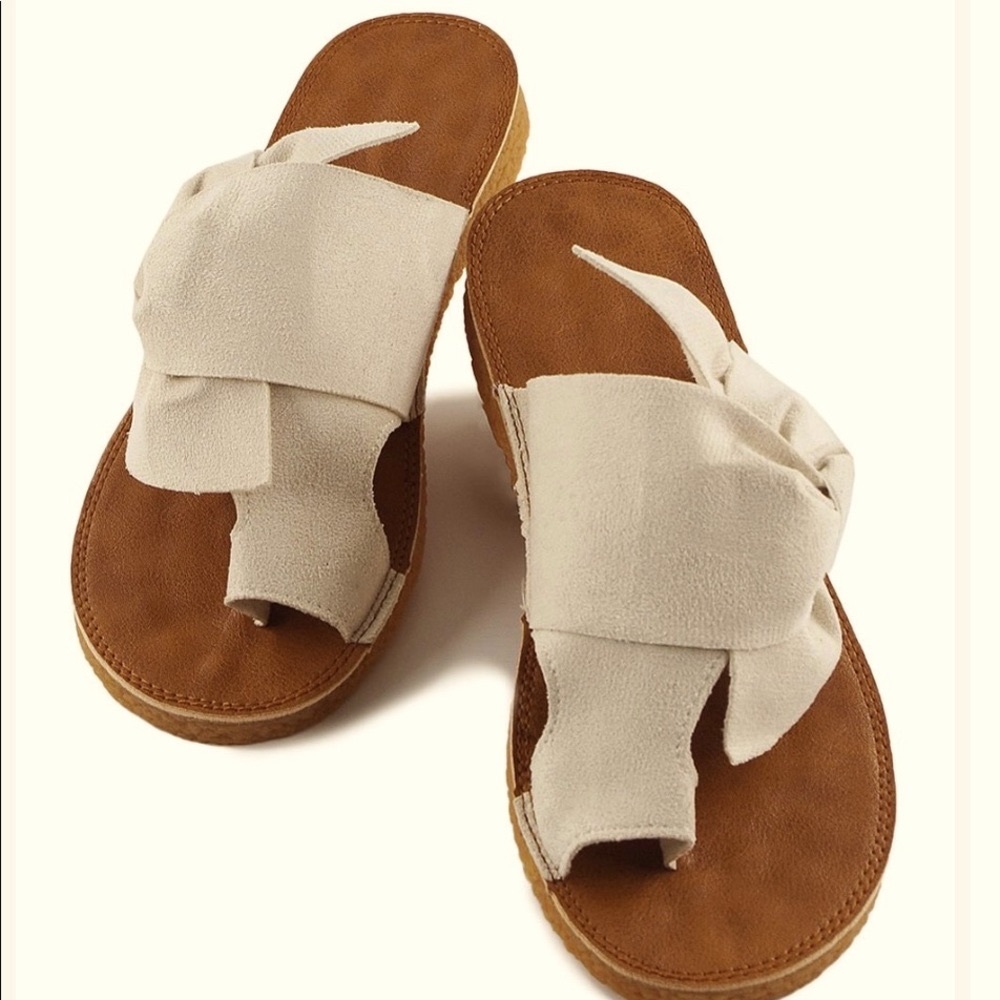 White Knotted Toe-Strap Slide